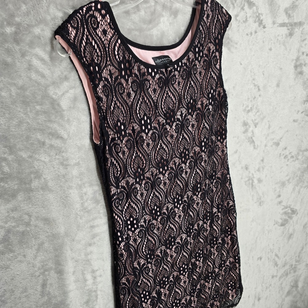 Connected Apparel Dress Women‎ 10 Black Lace Pink Sheath Cap Sleeve Modest Party - Picture 10 of 13